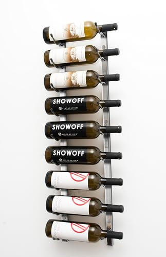 VintageView W Series Pro Wine Rack 3 - Metal Wall Mounted Wine Rack - Modern, Easy Access Wine Storage - Space Saving Wine Rack with 9 Bottle Storage Capacity - (Brush Nickel)