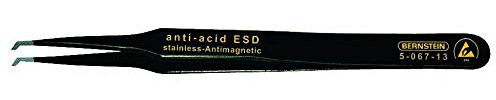 BERNSTEIN ESD SMD-Präzisionspinzette Spitze | 45 Grad abgewinkelt | 2,0 mm breit, mit ESD-Beschichtung | Antistatisch, Antimagnetisch, Säurebeständig