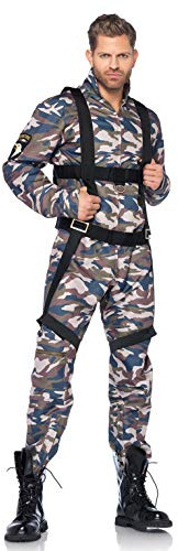 LEG AVENUE 85279 - 2Tl. Kostüm Set Fallschirmjäger, Größe L, camo, Männer Karneval Fasching