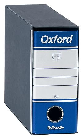 Esselte OXFORD G84 Registratore con Custodia, con Meccanismo a Leva N.1 in Formato Memorandum (23x18cm) con Dorso da 8 cm, Blu, 1 pezzo, 390781050