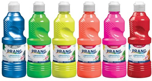 Prang Washable Tempera Paint, Assorted Fluorescent Colors, 16 Oz., 6 Count