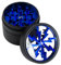 Thorinder Mini-Kräutermühle - 50 mm, 4-teilig, blau-Premium Qualität Aluminium Crusher mit Pollen Catcher & inkl. Teigschaber