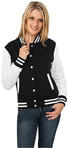 Urban Classics Damen Ladies 2-tone College Sweatjacket Jacke, Mehrfarbig (Schwarz / Weiß)Blk/Wht, S EU