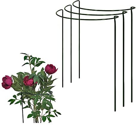 Bow Plant Supports for Peonies, Hydrangea, Roses, etc - Strong Metal Garden Supports - Interlinking to make rows, circles, cloverleaves, etc (Pack of 3 - Large (72cm high x 35cm wide))