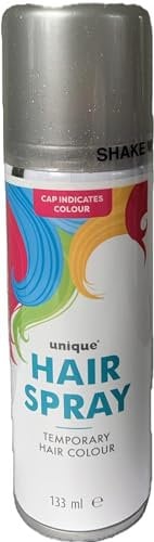 Unique Party- Laque pour Les Cheveux Paillettes Argentées-133 ML, 9051S, Silver