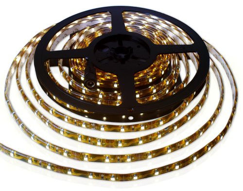 SET: LED STRIP WARMWEISS 5 Meter IP65 (wassefest) - Inkl. Netzteil / 300 LEDs / Leiste / Band