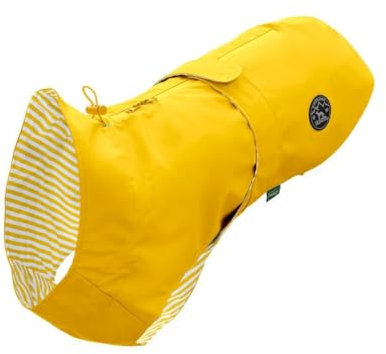 HUNTER Hunde-Regenmantel Milford, Farbe: gelb, ergonomische Passform für optimalen Schutz, individuell verstellbar, Reißverschluss für Geschirrträger, pflegeleicht & waschbar bei 30 °C, Größe: 80