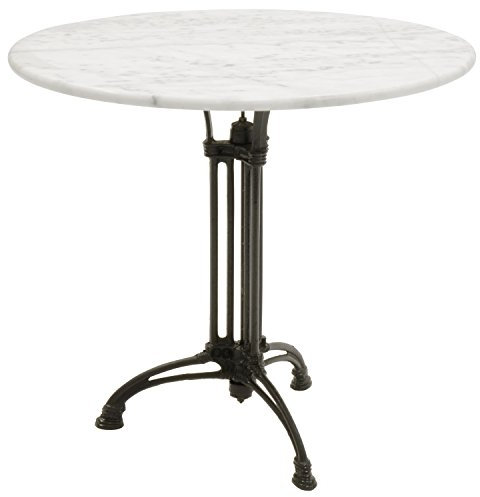 GM-Milte Gartentisch Bistrotisch Marmor Marmortisch weiß Gussfuß Ø80cm