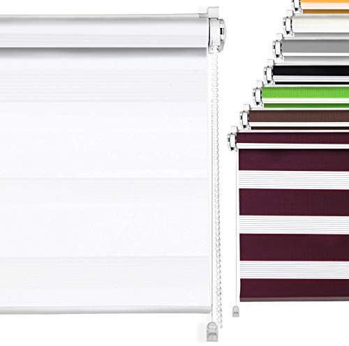 Doppelrollo Weiß 85x215cm Duo-Rollo für Fenster Klemmfix ohne Bohren