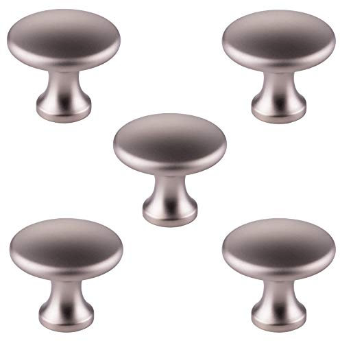 5 x SO-TECH® Möbelknopf DENISE Edelstahloptik matt Ø 29 mm - Design trifft auf Funktion - Knopfgriff Küchengriff Küchenknopf Möbelgriff