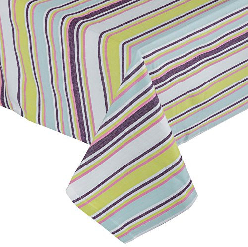 Homescapes Bunt gestreifte Tischdecke Osaka 137x137 cm, Tischtuch quadratisch, waschbar & pflegeleicht aus 100% Baumwolle