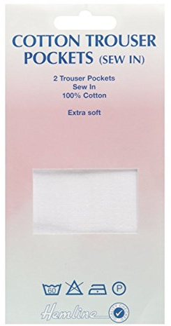 Hemline Sew In Cotton Trouser Pockets in White