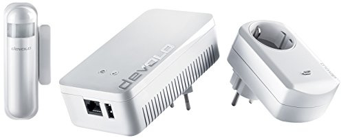 devolo Home Control Starter Paket (Z-Wave Hausautomation, Haussteuerung per iOS/Android App, einfache Installation, Smart Home Starter Set: Zentrale, Schaltsteckdose, Türkontakt, Fensterkontakt)