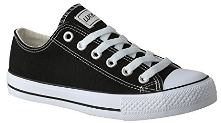 Elara Lucky-Z Unisex Sneaker Textil Turnschuh Low top Chunkyrayan P 089, Schwarz, 40 EU