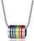 Flongo Gay Pride Schwul LGBT Anhänger Halskette, Edelstahl Silber Bunt Mehrfarbig Multicolor Regenbogen Streifen Gay Pride Schwul Lesben Homosexual Homosexuell