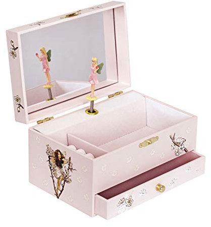 Trousselier 6260614 Schmuckschatulle für Kinder, Blumenfeen, Spieluhr mit tanzender Figur und Musik, nachtleuchtend