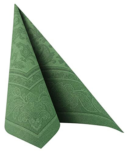 50 Servietten ROYAL Collection 1/4-Falz 40 cm x 40 cm dunkelgrün Ornaments