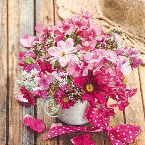 20 Servietten 33x33 cm Blumen-Straus Anemone Frühling Sommer Herbst Cosmea