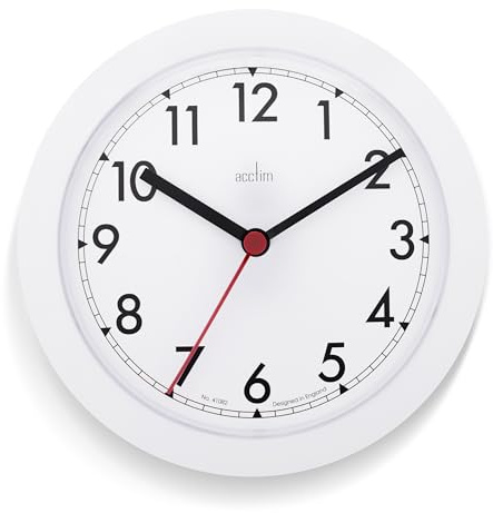 Acctim Stratford Wall Clock Quartz Easy Read Arabic Numbers White 23cm