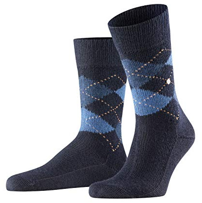 Burlington Men's Preston M So Warm Soft Patterned Socks 1 Pair, Blue Dark Navy 6375, 6.5-11