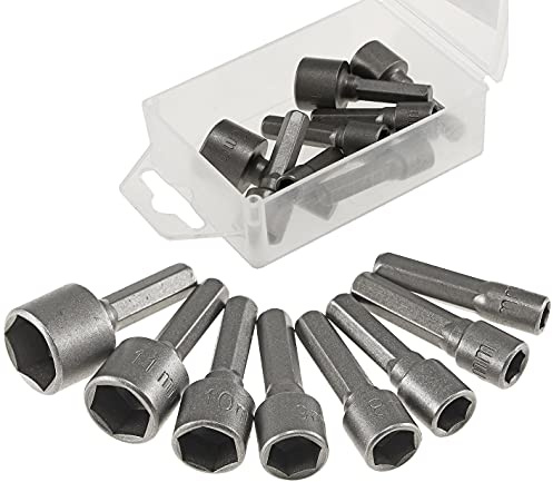 ChiliTec Steckschlüsselsatz 8-teilig 1/4 Zoll | 5 bis 13mm Innen Sechskant Steck Adapter für Akkuschrauber