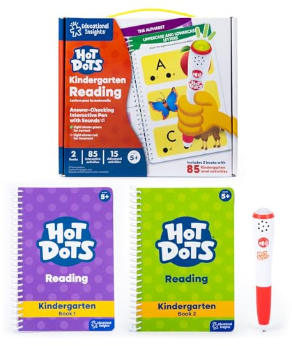 Educational Insights Hot Dots Kindergarten Reading Set - Kindergarten Workbooks with Interactive Pen, Homeschool Learning Activities, Learn to Read Activity Books for Kids Ages 5+