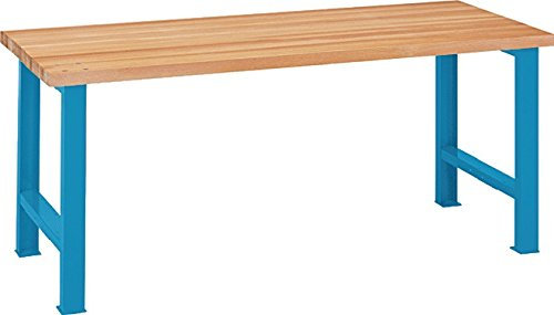 LISTA Werkbank, 2 Füße, Multiplexplatte 40 mm stark, BxTxH 1500x750x840 mm, RAL 5012 lichtblau
