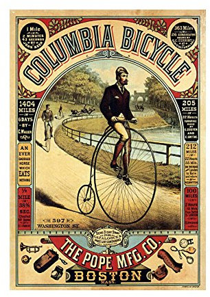 Wee Blue Coo PENNY FARTHING BICYCLE BOSTON AD RETRO FRAMED ART PRINT PICTURE F12X802