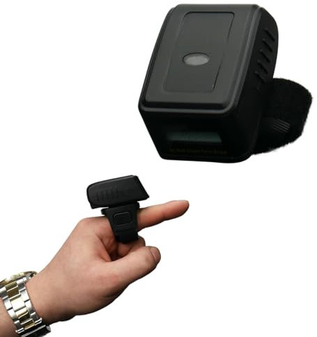 Drahtlos Bluetooth Finger Barcode-Scanner Barcodeleser, 32-Bit-Decoder,Wiederaufladbare, geringe Größe, Laser-Engine, 1D, Windows, Linux, Android, HD75