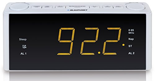 BLAUPUNKT CLR 180 WH Uhrenradio mit Wecker, AUX-IN, Stereo PLL FM-Lautsprecher, 2 Weckzeiten, Snooze-, NAP und Sleep-Timer weiß