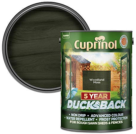 Cuprinol Ducksback 5 Year Waterproof for Sheds and Fences Woodland Moss, 5 L