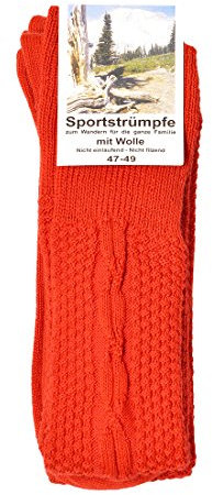 ch-home-design Trachtensocken Trachtenstrümpfe für Haferlschuhe rot Kniebundstrümpfe 4 Farben Zopfmuster (39-42, Rot)