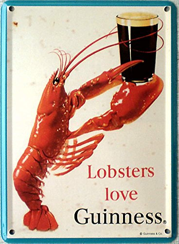 Mini-Blechschild Guinness - Lobsters, 8 x 11 cm