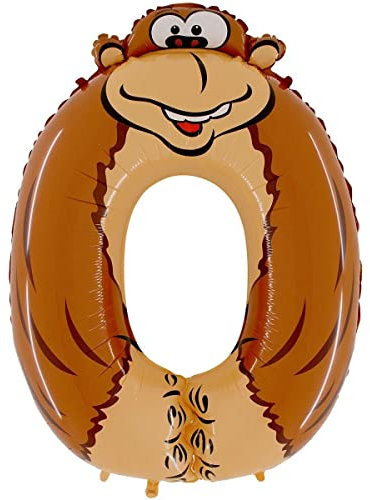 Riesenzahl Folienballon Animaloon 40/102cm | #0 Ãffchen