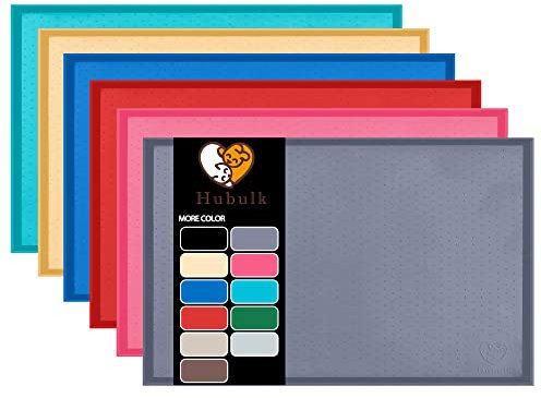 Hubulk Dog Feeding Mat,100% Waterproof Food Grade Silicone Pet Food and Water Bowl Placemat,Dishwasher, High Raised Edge to Prevent Spills,Nonslip Tray to Stop Messes on Floor (24x16x0.5, Grey)