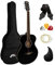 Tiger ACG2-BK Guitarra acústica de tamaño completo para principiantes - Negro