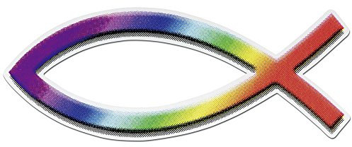 Uljö °° Auto Aufkleber Fisch Regenbogen 9cm