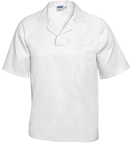 Portwest 2209 Baker's Shirt Short Sleeve Pull-On Design 1 Pocket Polycotton | White, Large, Regular Fit, 65% Polyester, 35% Cotton, Hardwearing, Durable, Food Safe, Machine Washable, Industrial