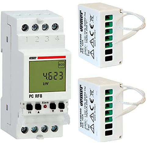 VEMER VE737300 SET PC RF8 - Set composto da 1 Centralina Controllo Carichi + 2 Attuatori Rx.16A a Radiofrequenza, Bianco
