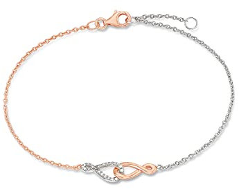 Amor Damen-Armband Infinity Bicolor 925 Silber teilvergoldet Zirkonia weiß 21 cm - 537254