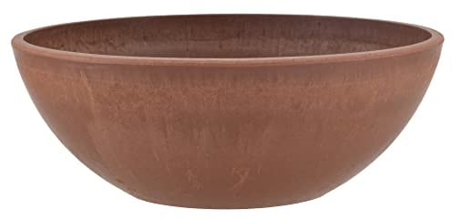PSW Pot Collection M30TC 8-inch Plastic/Stone/Wood Composite Low Bowl Planter – No Drainage Hole (Drillable), Shallow Indoor/Outer Pot for Succulents, Bonsai, Fairy Gardens, Herbs, Terra Cotta Color