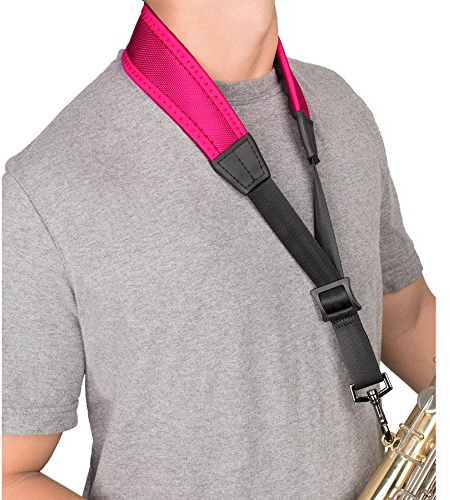 Protec Ballistic Neopren, Saxophon Nackengurt mit Beschichtete Metall-Haken 22-Inch (Regular) hot pink