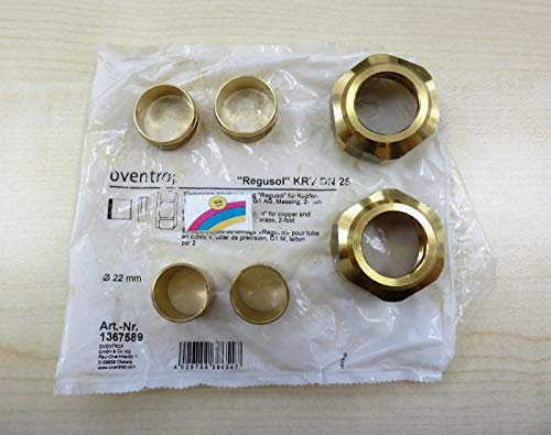 Oventrop Klemmringverschraubung Regusol Set 2, Messing, mit Stützhülsen 22 mm (2 Stück)
