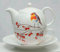 Roy Kirkham - Robin Tea für einen 43 cl Tasse und Teekanne Set aus Knochenporzellan in Weiß