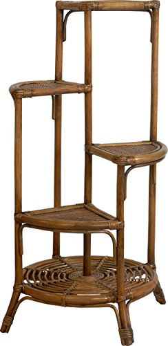 Korb-Outlet Blumenständer/Blumensäule aus Rattan Farbe Vintage Braun DE