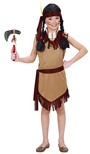 W WIDMANN MILANO Party Fashion - Indianer Kostüm Kinder | 3-teilig mit Kleid, Gürtel und Stirnband im Wilder Westen Look für Karneval und Mottoparty