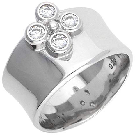 Esprit Damen-Ring shiny blossom 925 SterlingSilber 4 Zirkonia farblos