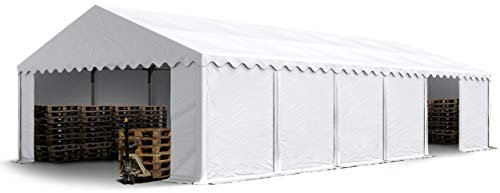 TOOLPORT Tendone deposito 6x12 m PVC 750 N bianco tenda capannone telaio perimetrale e rinforzo del tetto
