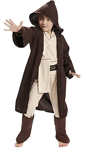 Fuman Jedi Robe Mace Windu Cosplay Kostüm Halloween Costume für Kin-der Anzug Uniform (M, Braun)