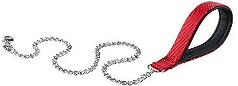 Ferplast Guinzaglio per Cani DAYTONA, Guinzaglio Corto per Cani Taglia Media/Grande, Catena antimorso in metallo, Comoda Impugnatura in Nylon, Imbottita e Moschettone in Metallo. 100 cm, Rosso